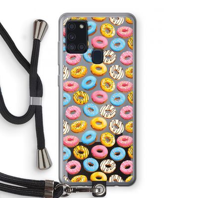 Pink donuts: Samsung Galaxy A21s Transparant Hoesje met koord