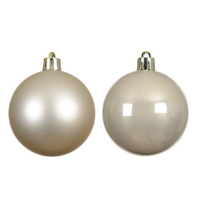 Decoris kerstballen - 6x st - champagne - 8 cm - kunststof - mat en glans - kerstversiering Decoris kerstballen - 6x st - champagne - 8 cm - kunststof - mat en glans - kerstversiering