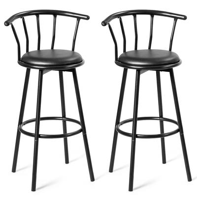 2 Barkrukken Barstoelen met 360 Graden Draaibare Zitting Barkruk Gemaakt van Stalen Buizen en Dikke Schuimkussens Zwart