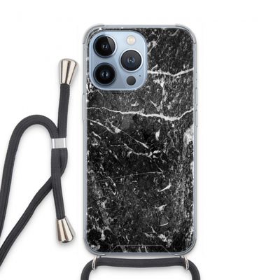 Zwart marmer: iPhone 13 Pro Transparant Hoesje met koord