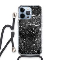 Zwart marmer: iPhone 13 Pro Transparant Hoesje met koord