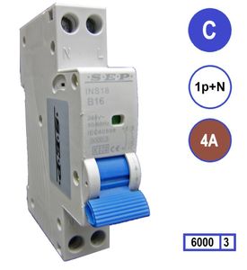 SEP Installatie automaat C04 1polig+n 6kA 18mm breed