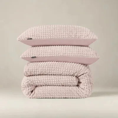 Dekbedovertrek Teddy - Check - Roze - Eenpersoons (140x200 Cm) - Roze Microvezel - Effen - Sleeptime - Dekbed-Discounter.nl