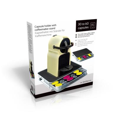 Overige Merken Koffiezetapparaat standaard met capsulehouder 32x29x6 cm metaal/zwart/zilver