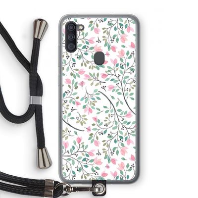 Sierlijke bloemen: Samsung Galaxy A11 Transparant Hoesje met koord
