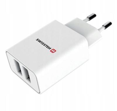 Swissten USB Oplader met 2 USB Poorten - 10W - Wit