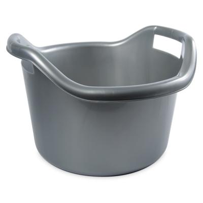 Hega Hogar Schoonmaakemmer - 14 liter - zilver - kunststof - afwasteil met handvatten - 41 x 24 cm