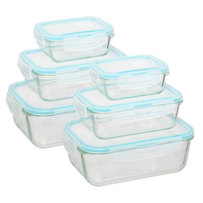 5Five Vershoudbakjes met deksel - glas - set 6x stuks - 330/800/1730 ml
