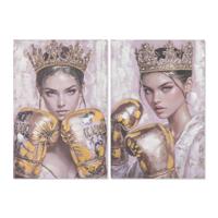 Canvas Home ESPRIT Roze Gouden Bokshandschoen 60 x 3 x 90 cm (2 Stuks)