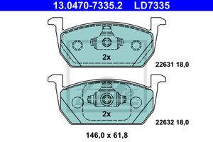 Remblokkenset, schijfrem ATE, u.a. für Seat, VW, Audi, Skoda