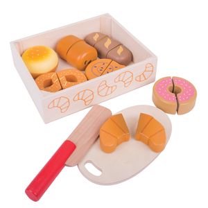 Bigjigs houten kistje met snijbrood, 17dlg.