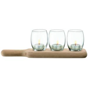 L.S.A. - Paddle Theelicht Houder Set met Serveerplank Set van 3 Stuks - Glas - Transparant