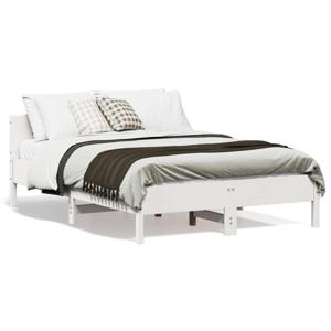 Bedframe met hoofdbord massief grenenhout wit 120x190 cm