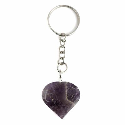 Edelsteen Sleutelhanger Amethist Hart (25 mm)
