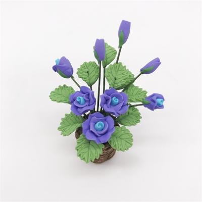 1:12 Mini huis speelgoed simulatie paarse rose bloemen model Toy (paars)
