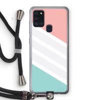 Strepen pastel: Samsung Galaxy A21s Transparant Hoesje met koord