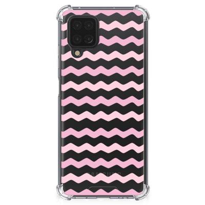 Samsung Galaxy A12 Doorzichtige Silicone Hoesje Waves Roze Samsung Galaxy A12 Doorzichtige Silicone Hoesje Waves Roze