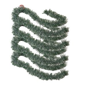 4x stuks kerstboom folie slingers/lametta guirlandes van 180 x 7 cm in de kleur groen met sneeuw