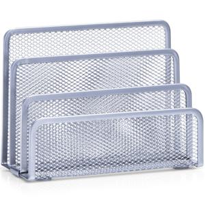 Brievenhouder postbakjes - zilver - 3-vaks - 17 x 13,5 cm - draadmetaal/mesh