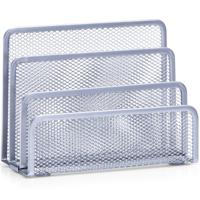 Brievenhouder postbakjes - zilver - 3-vaks - 17 x 13,5 cm - draadmetaal/mesh