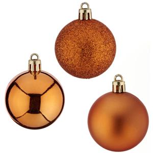 Krist+ Kerstballen - 8x ST - oranje - kunststof - 5 cm - mix