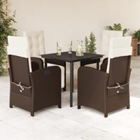 5-delige Tuinset met kussens poly rattan bruin