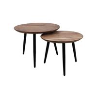 Salontafel Set Acacia - 60/50 - Naturel/zwart