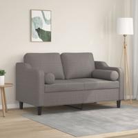 Tweezitsbank met sierkussens 120 cm stof taupe