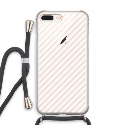 Strepen zwart-wit: iPhone 8 Plus Transparant Hoesje met koord