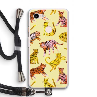 Cute Tigers and Leopards: Pixel 3 XL Transparant Hoesje met koord