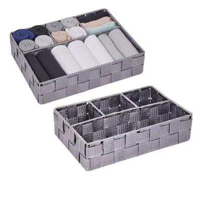 Opbergmanden - 2x - 4 vaks - grijs - ladekast organizer - ondermode