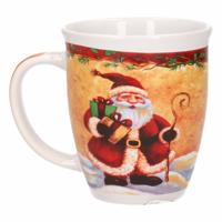 G. Wurm Kerstmok kerstman met cadeautjes - keramiek - 300 ml - koffie/thee mok - kerstversiering
