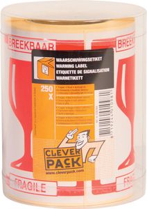 Cleverpack etiketten breekbaar, pak van 250 stuks