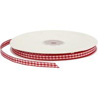 Creativ Company Geruit lint, b: 6 mm, rood/wit, 50 m/ 1 rol
