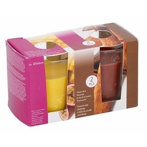 Set van 2 geurkaarsen passion fruit en cinnamon stick in glas