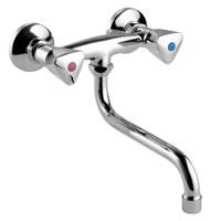 Go by Van Marcke Easy II tweegreepsmengkraan keuken met Suitloop muurmontage mobiele bek hartafstand 15 cm inclusief rozetten en Skoppelingen 185707