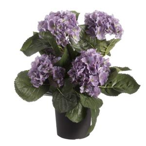 Louis maes Kunstplant - Hortensia hydrangea - paars - in pot - 44 cm   -