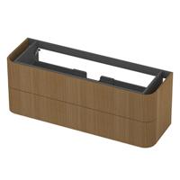 INK - Afgeronde Onderkast Fineer 2 Laden Softclose met Gefreesd Front Tbv Grepen - 1400x450x520 Mm - Light Veneer