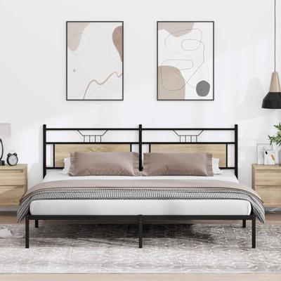 Bedframe zonder matras 200x200cm spaanplaat sonoma eikenkleurig