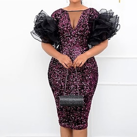 Top met pailletten en halflange mouwen bordeaux