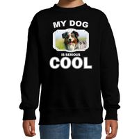 Australische herder honden trui / sweater my dog is serious cool zwart voor kinderen