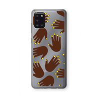 Hands dark: Samsung Galaxy A31 Transparant Hoesje