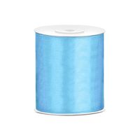 1x Satijnlint blauw rol 10 cm x 25 meter cadeaulint verpakkingsmateriaal - Cadeaulinten - thumbnail