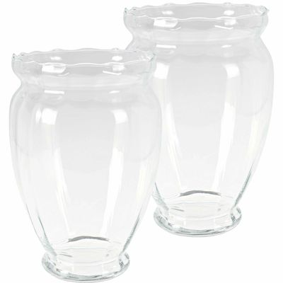 Bloemen vaas - 2x stuks - transparant - glas - H35 cm