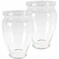 Bloemen vaas - 2x stuks - transparant - glas - H35 cm