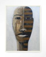 Urban Cotton Wandkleed 'Head 1' 80 x 110cm in Floating Frame - off white