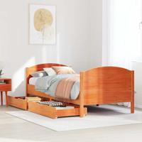 Bedframe zonder matras massief grenenhout wasbruin 75x190 cm