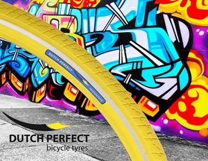 DUTCH PERFECT Dutchperfect buitenband 28 x 1.40" / 40-622mm anti-lek geel met reflectie