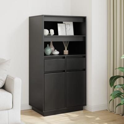 Hoge kast 60x40x116,5 cm massief grenenhout zwart
