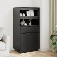 Hoge kast 60x40x116,5 cm massief grenenhout zwart